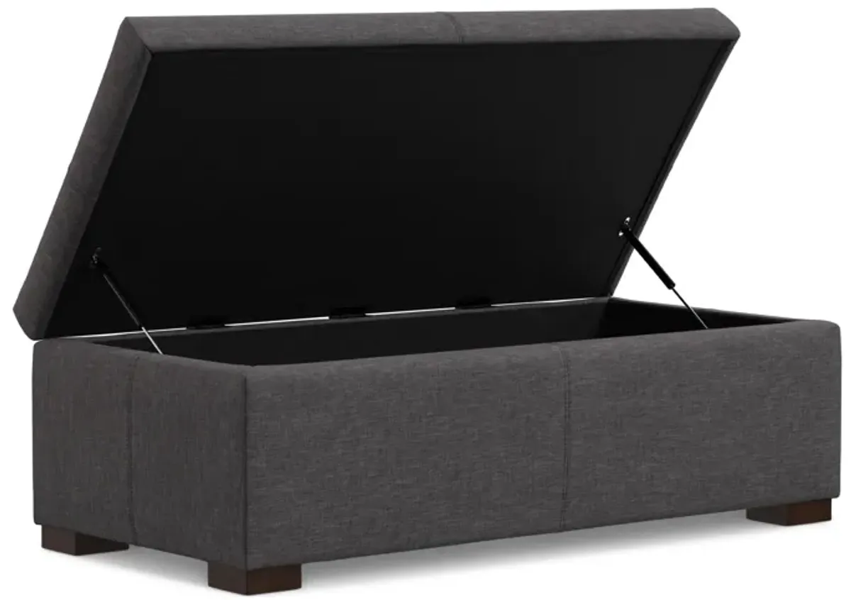 Gabbie Rectangular Storage Ottoman in Linen