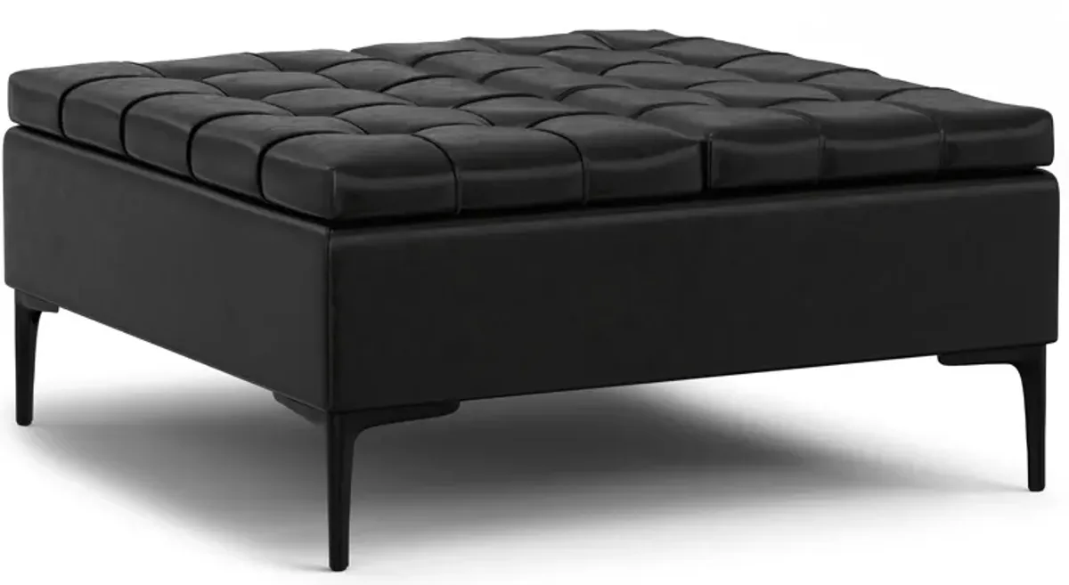 Laura Lift Top Storage Ottoman in Vegan Leather