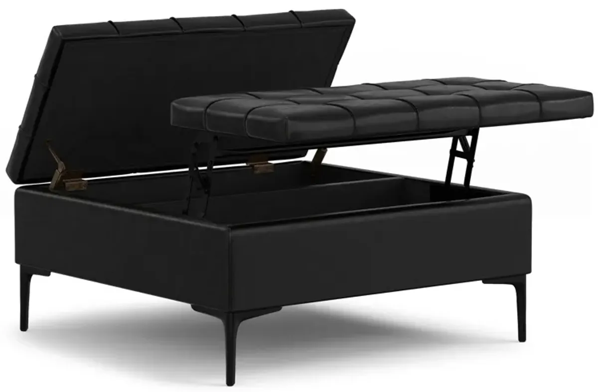 Laura Lift Top Storage Ottoman in Vegan Leather