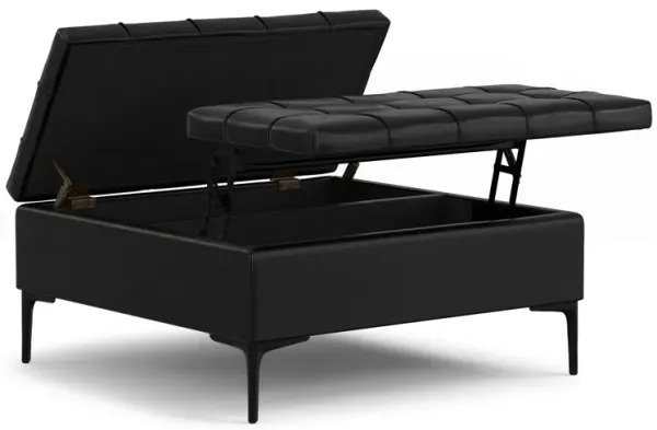Laura Lift Top Storage Ottoman in Vegan Leather