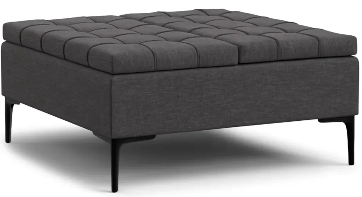 Laura Lift Top Storage Ottoman in Linen