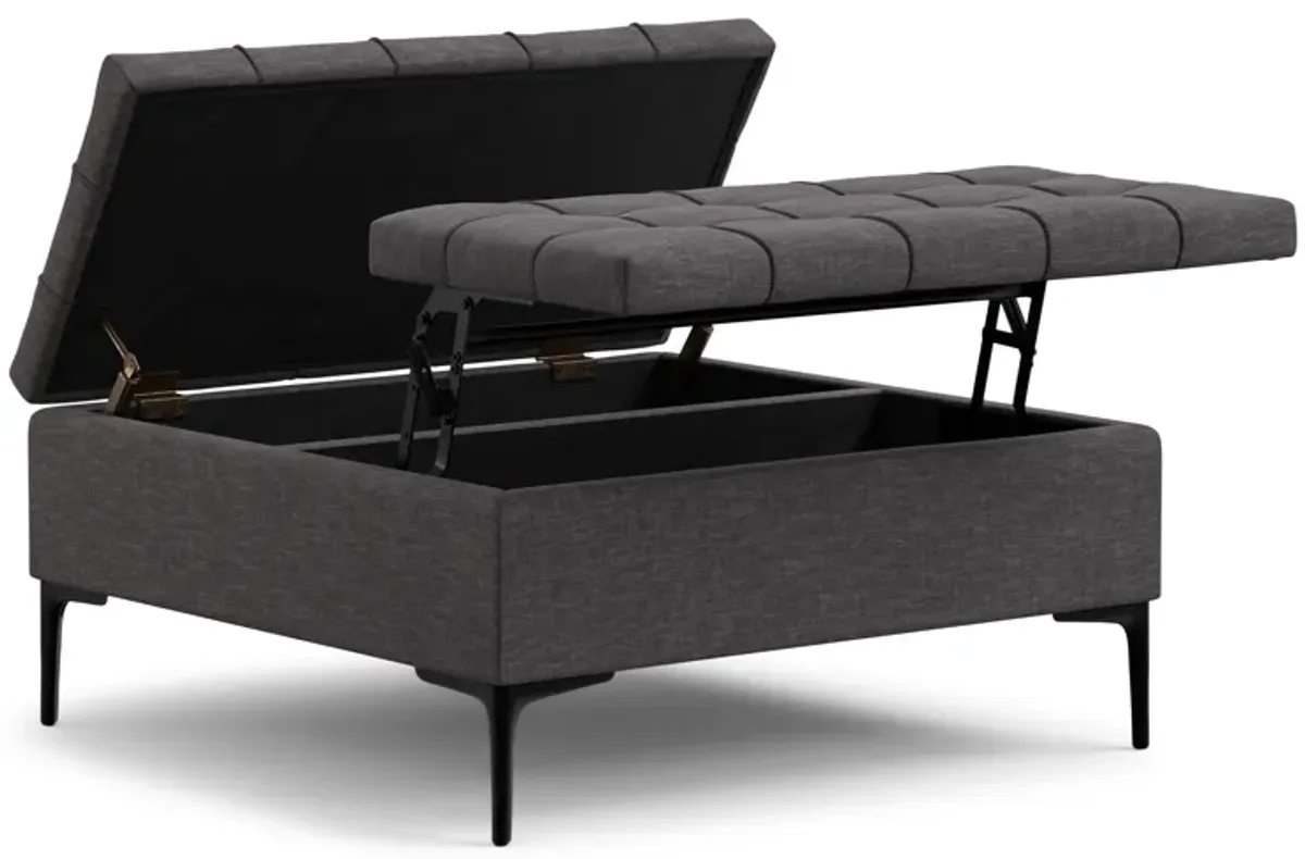 Laura Lift Top Storage Ottoman in Linen