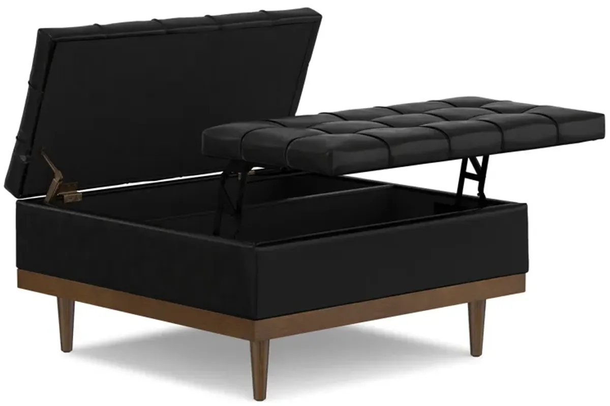 Mariah Lift Top Table Storage Ottoman in Distressed Vegan Leather