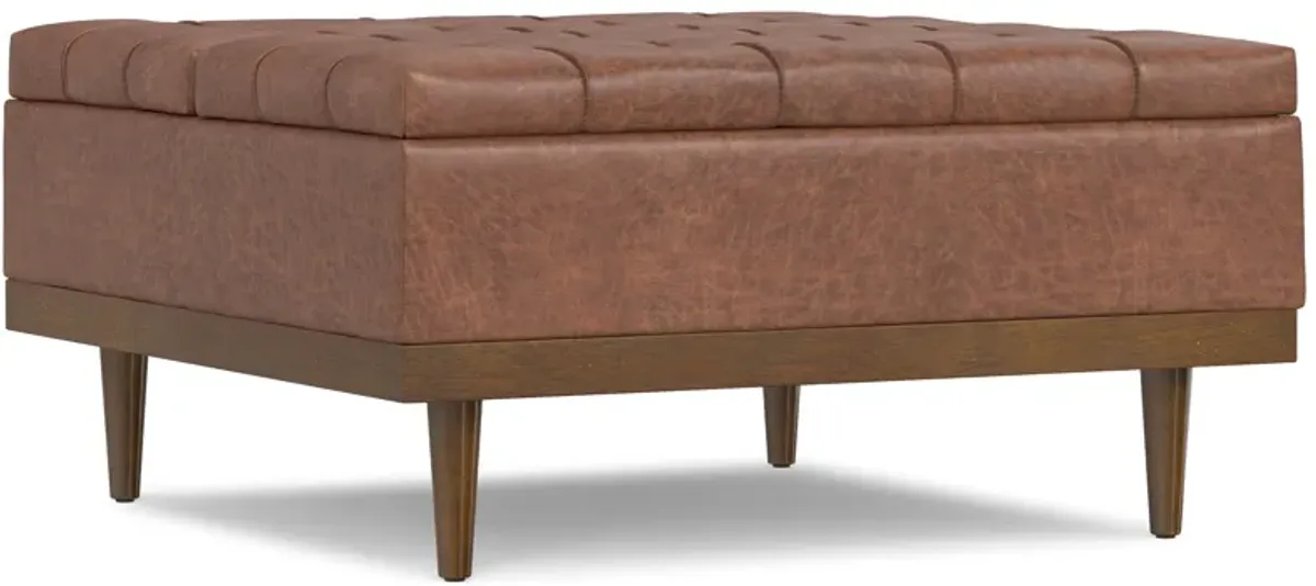 Mariah Lift Top Table Storage Ottoman in Distressed Vegan Leather