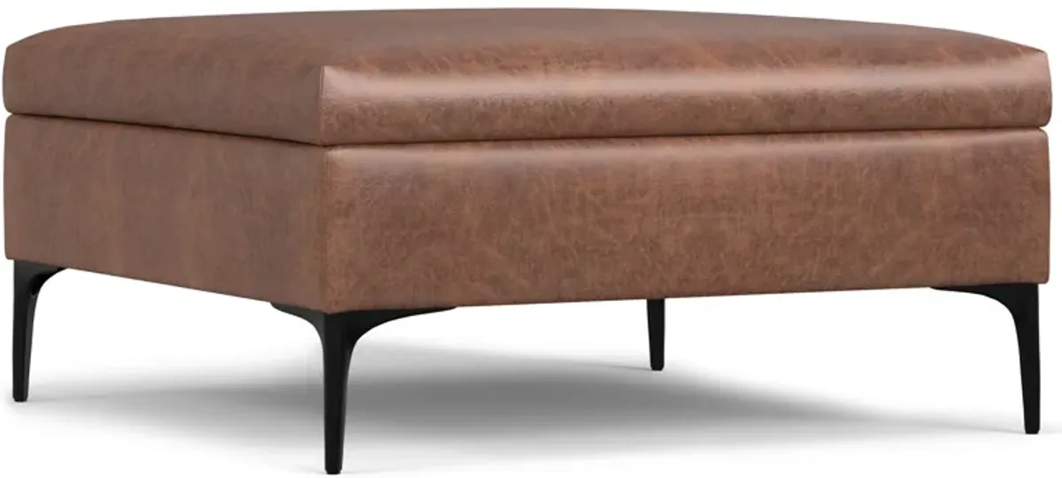 Rebecca Coffee Table Storage Ottoman with Lift Up Lid in Distressed Vegan Leather