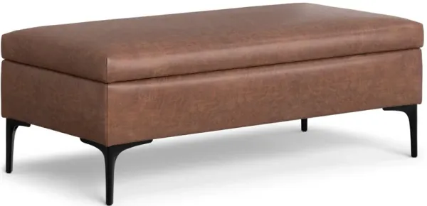 Rebecca Large Coffee Table Storage Ottoman with Lift up Lid in Distressed Vegan Leather