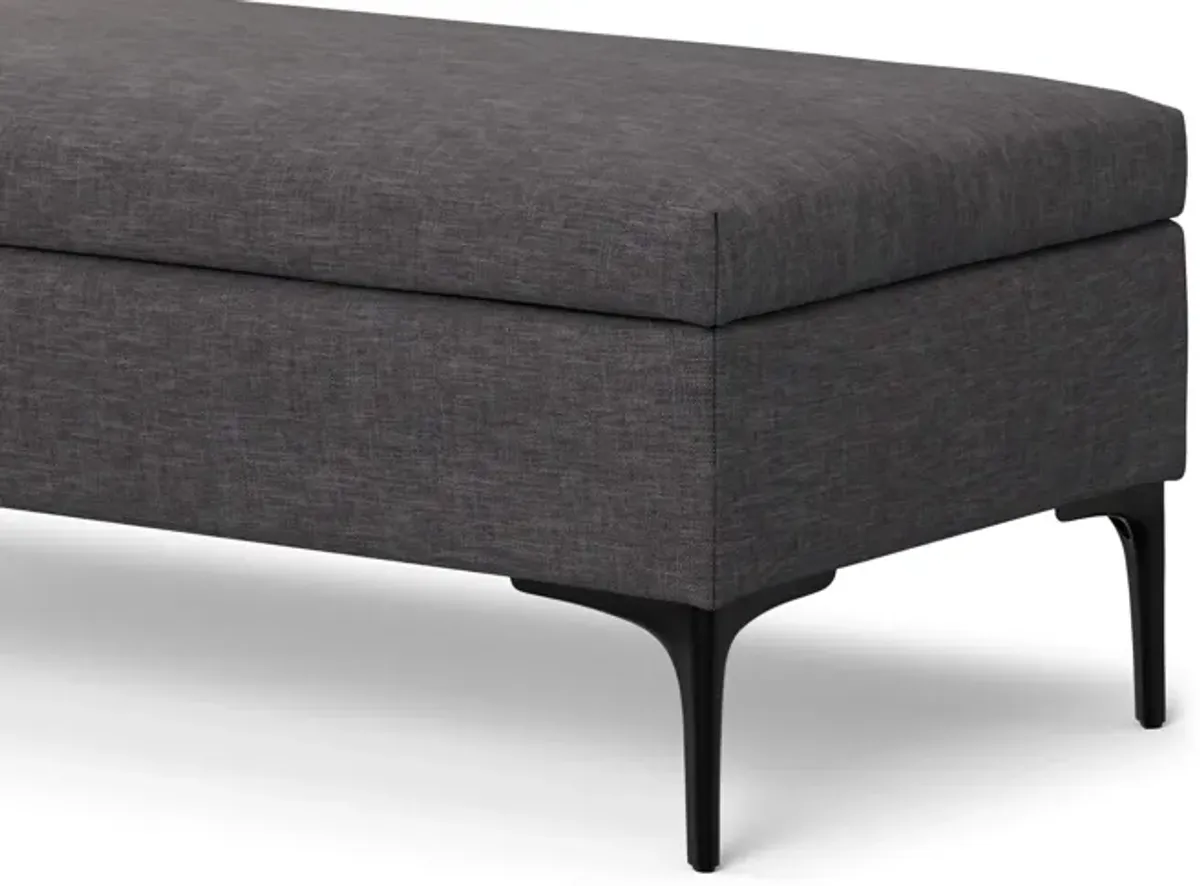 Rebecca Large Coffee Table Storage Ottoman with Lift up Lid in Linen