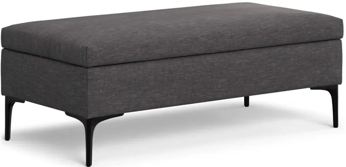 Rebecca Large Coffee Table Storage Ottoman with Lift up Lid in Linen