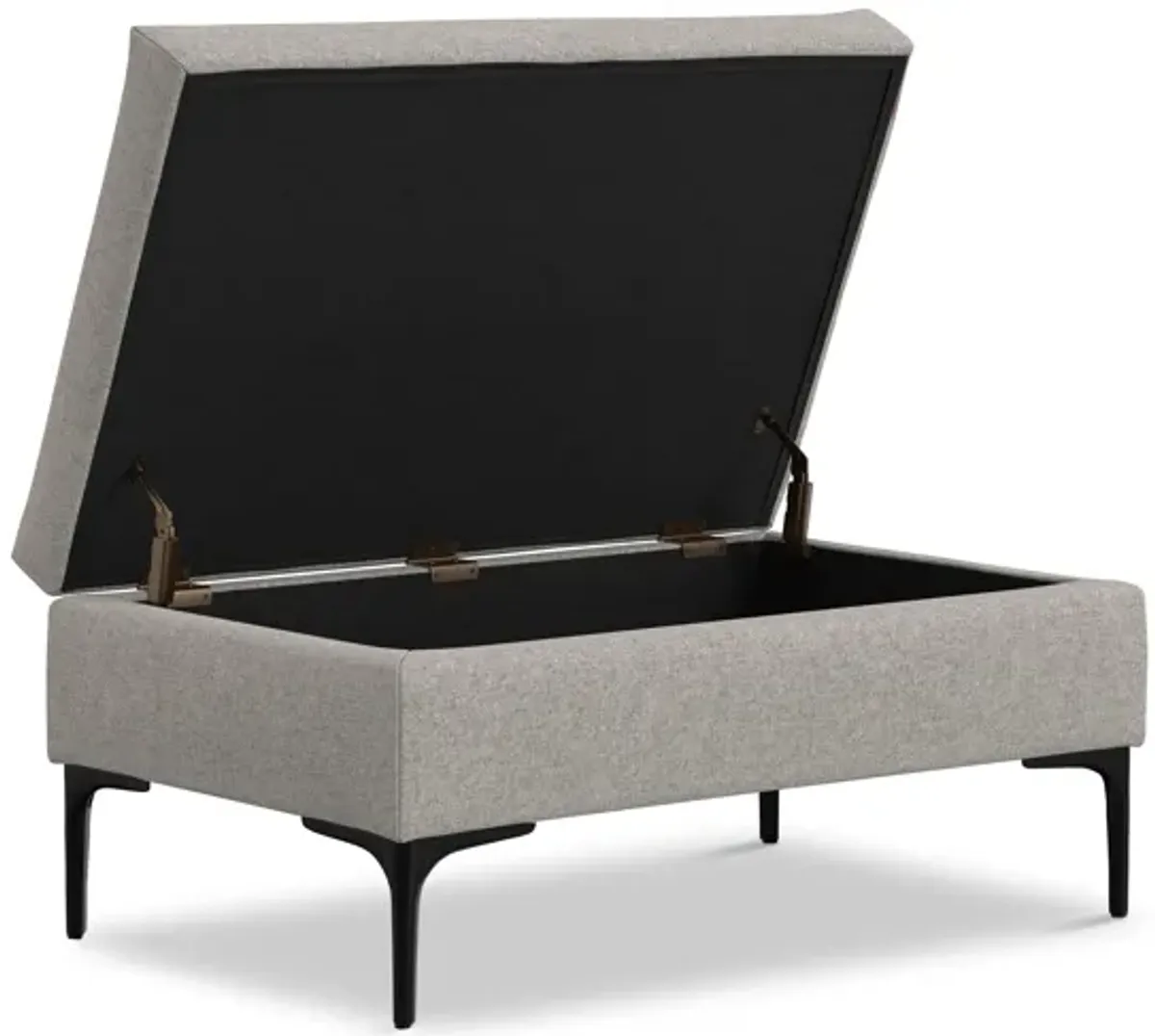 Rebecca Rectangular Coffee Table Storage Ottoman with Lift Up Lid in Linen Style Fabric