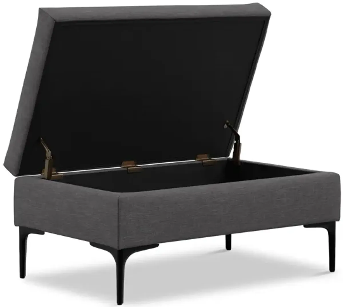 Rebecca Rectangular Coffee Table Storage Ottoman with Lift Up Lid in Linen Style Fabric