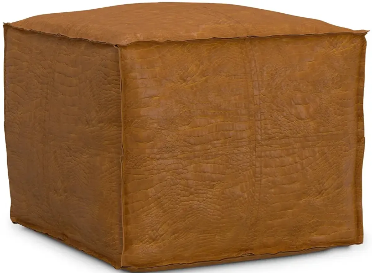Brody Square Pouf in Genuine Leather