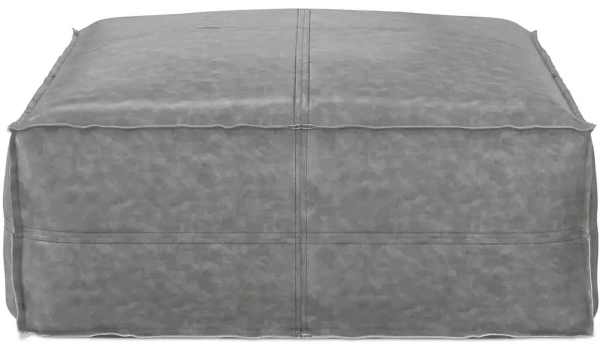 Brody Large Square Coffee Table Pouf in Distressed Vegan Leather