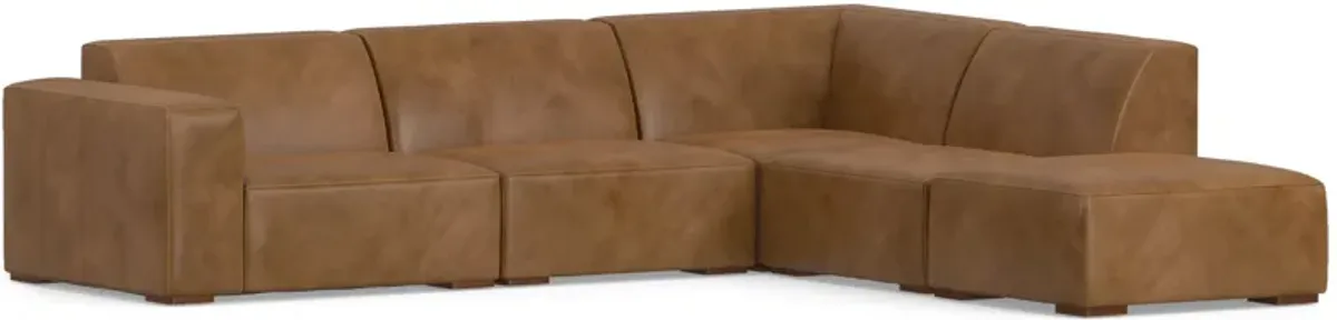 Rex Right Sectional Sofa and Ottoman in Genuine Leather
