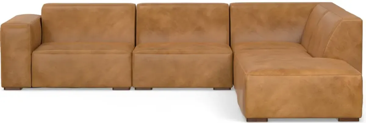 Rex Right Sectional Sofa and Ottoman in Genuine Leather