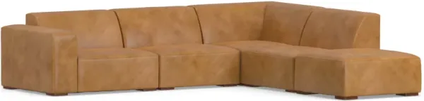 Rex Right Sectional Sofa and Ottoman in Genuine Leather