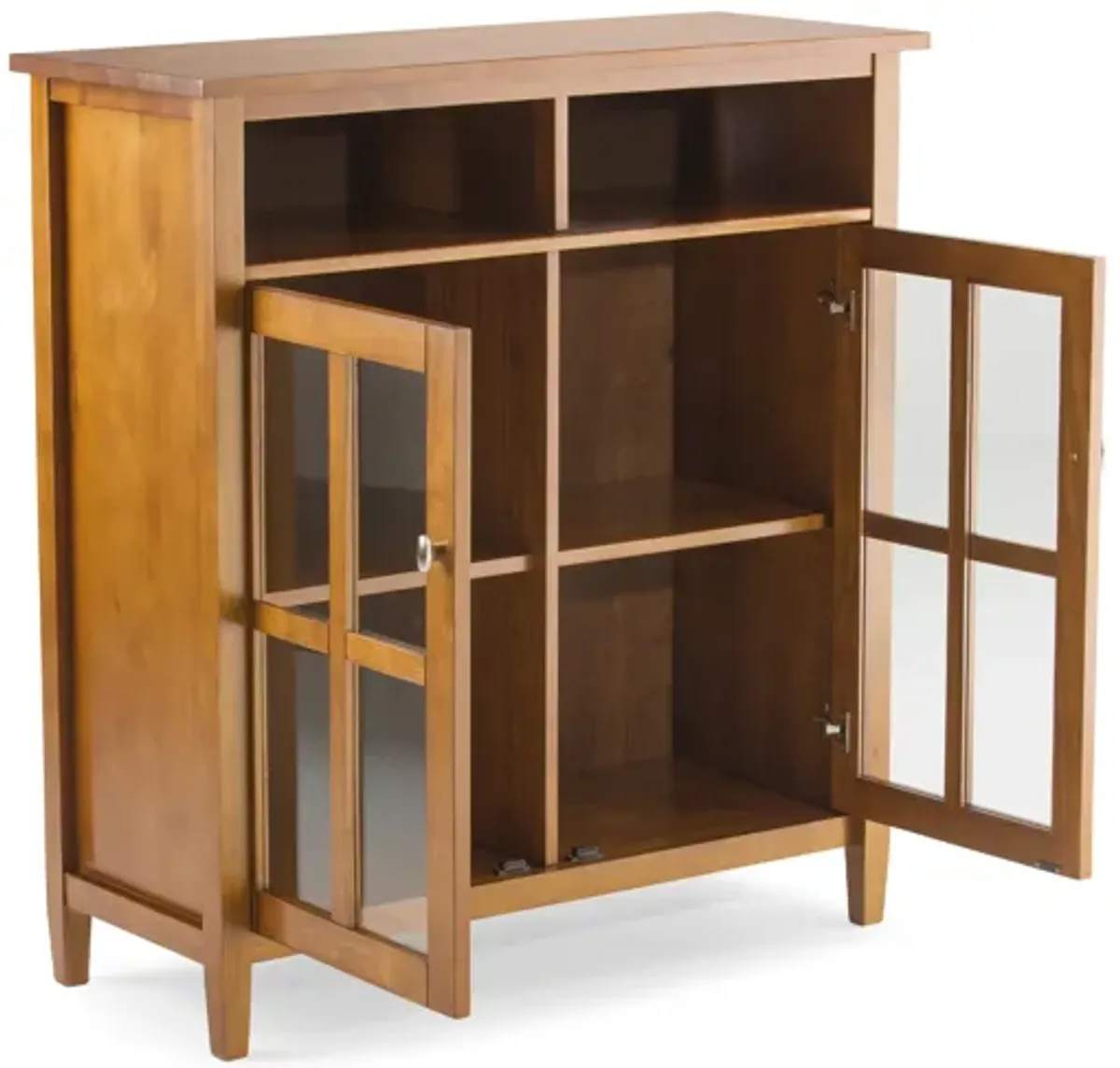 Warm Shaker Medium Storage Media Cabinet in Light Golden Brown