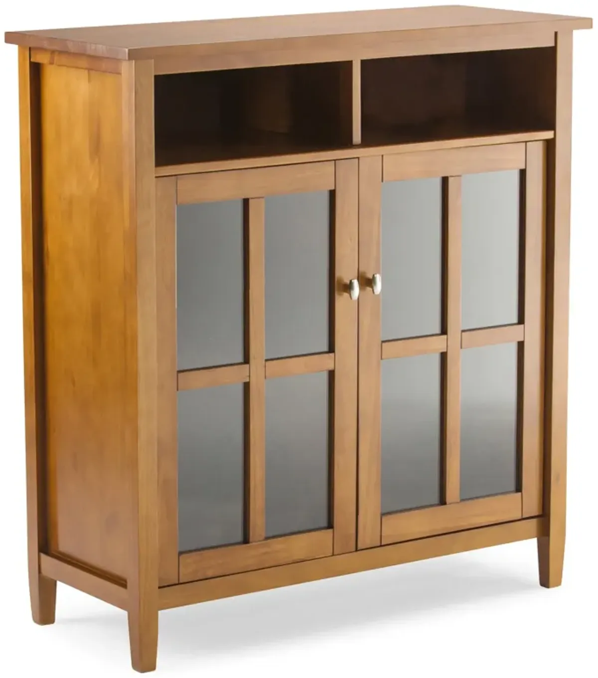Warm Shaker Medium Storage Media Cabinet in Light Golden Brown