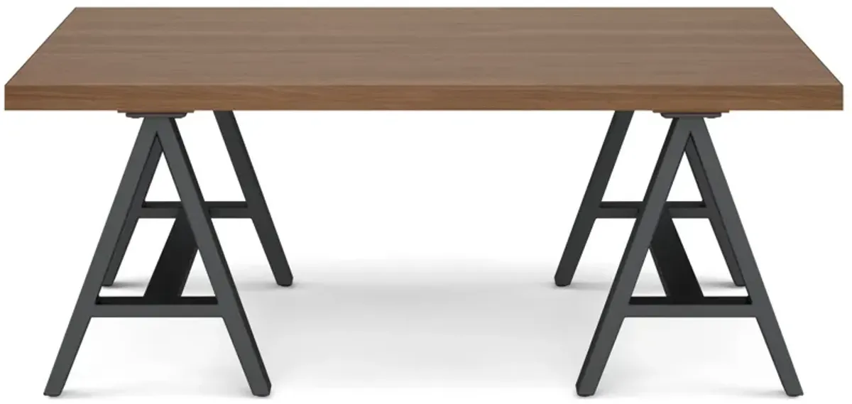 Sawhorse Solid Walnut Veneer and Metal Coffee Table