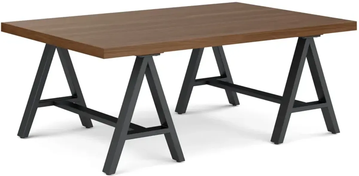 Sawhorse Solid Walnut Veneer and Metal Coffee Table