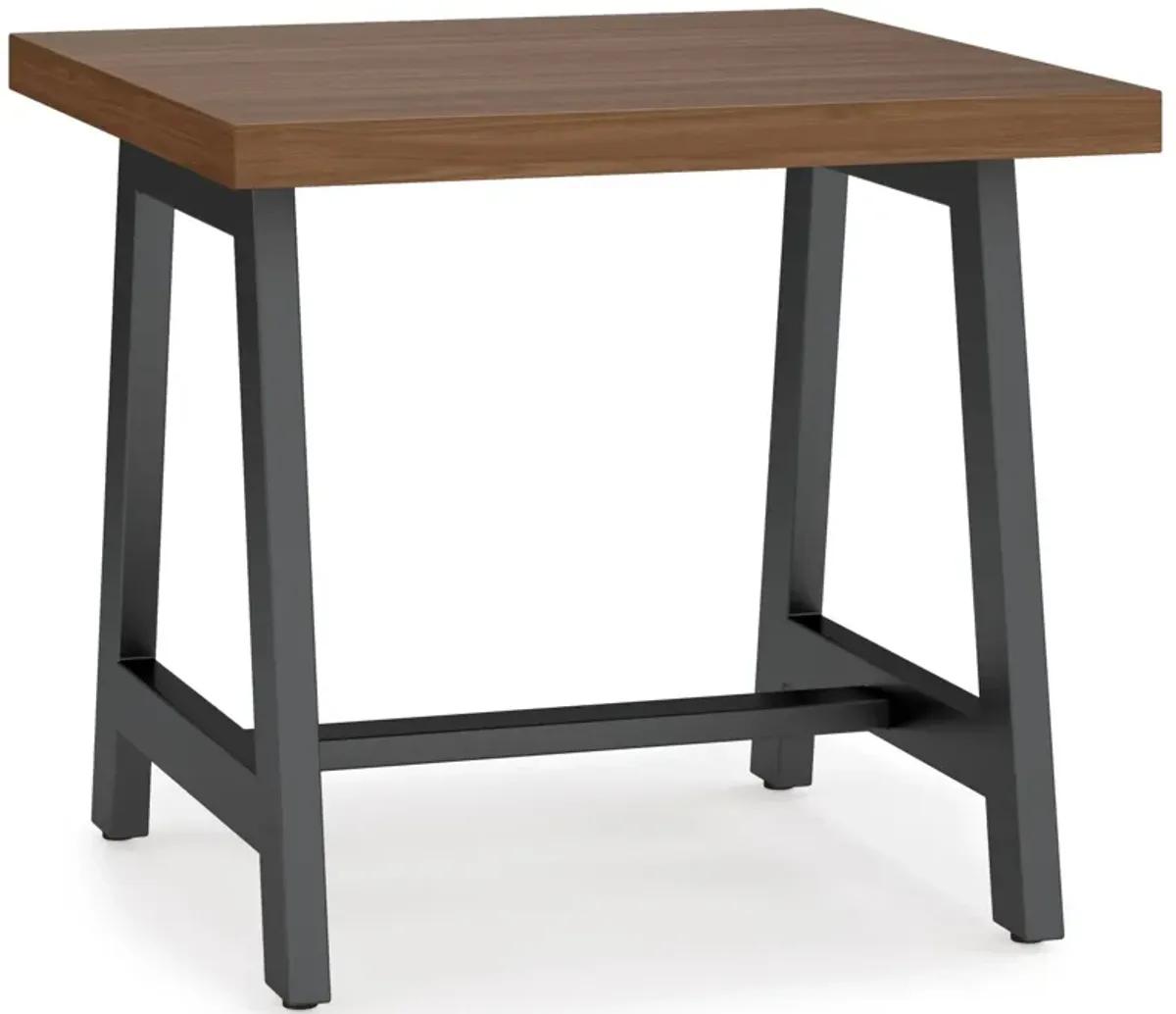 Sawhorse Solid Walnut Veneer and Metal End Table