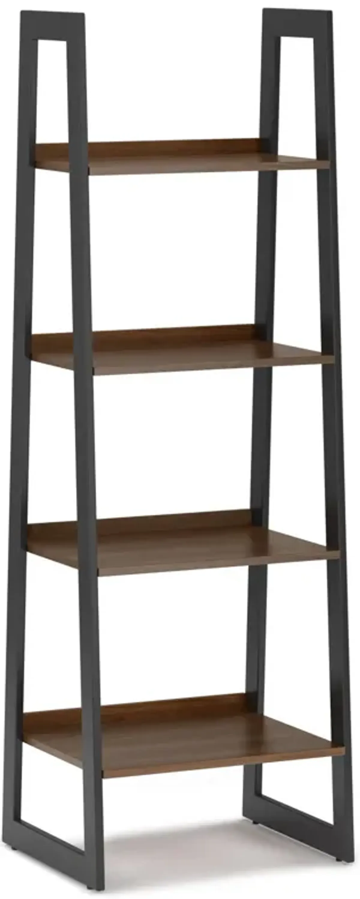 Sawhorse Solid Walnut Veneer and Metal Ladder Shelf