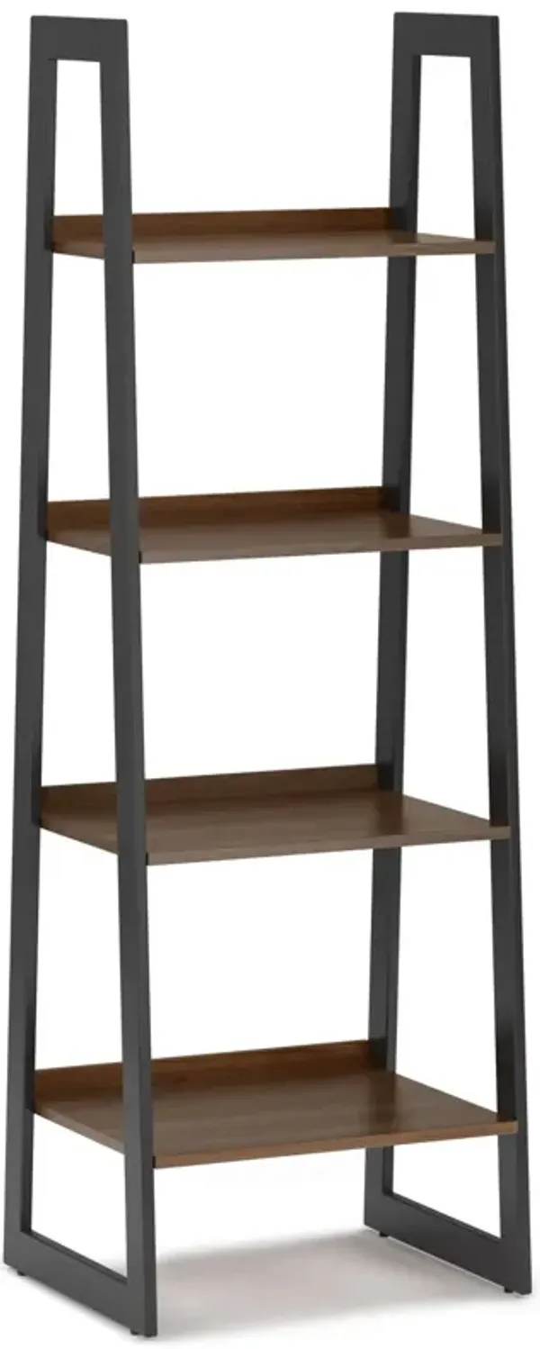 Sawhorse Solid Walnut Veneer and Metal Ladder Shelf