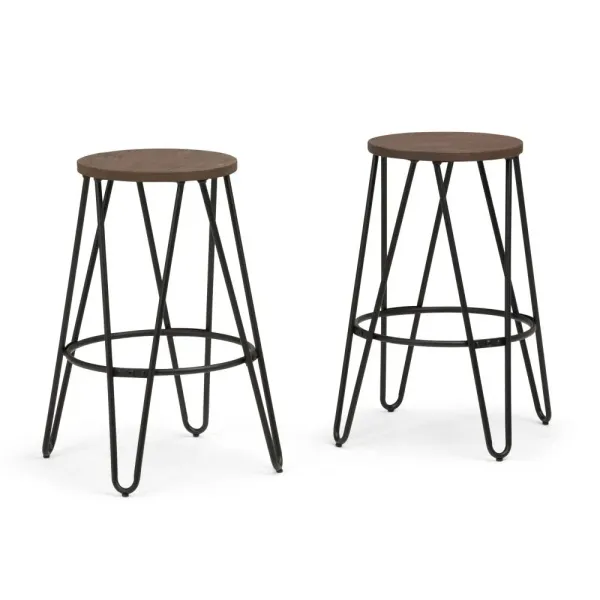 Simeon 26 inch Metal Counter Height Stool with Wood Seat (Set of 2)