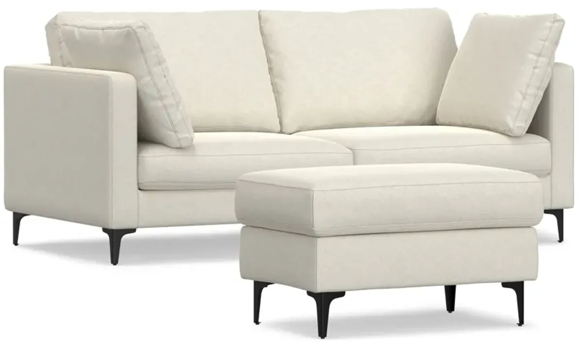 Ava 76 inch Mid Century Sofa with Ottoman Set