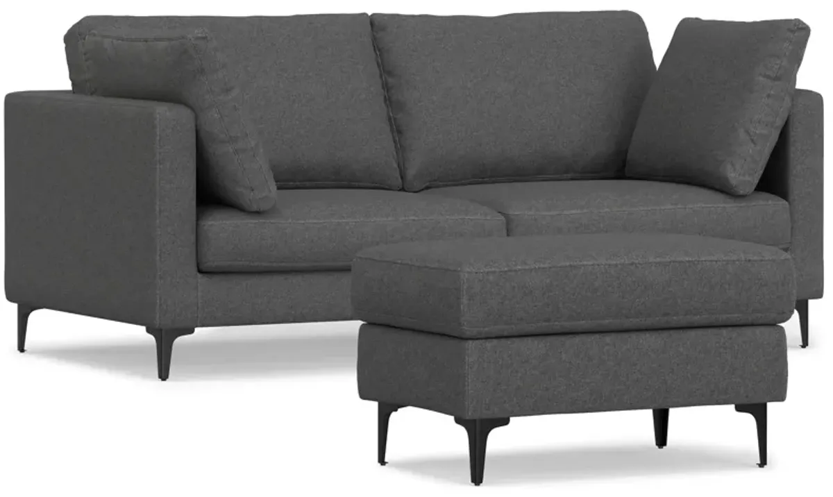 Ava 76 inch Mid Century Sofa with Ottoman Set