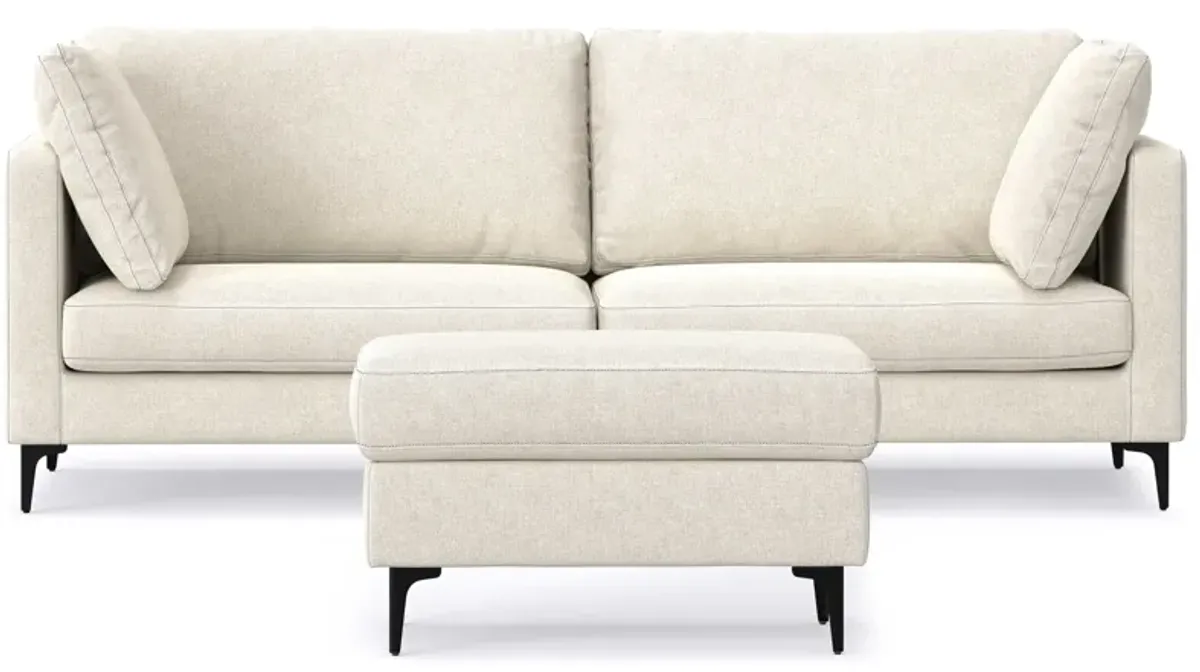 Ava 90 inch Mid Century Sofa with Ottoman Set