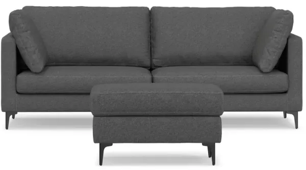 Ava 90 inch Mid Century Sofa with Ottoman Set