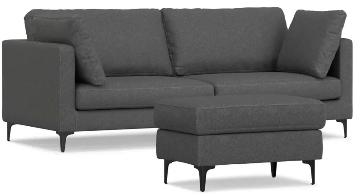 Ava 90 inch Mid Century Sofa with Ottoman Set