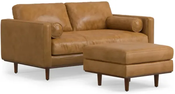 Morrison 72-inch Sofa and Ottoman Set in Genuine Leather
