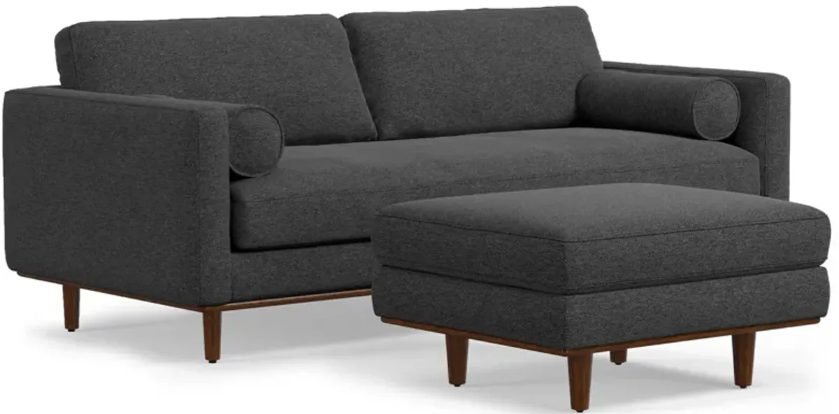 Morrison 89-inch Sofa and Ottoman Set in Woven-Blend Fabric