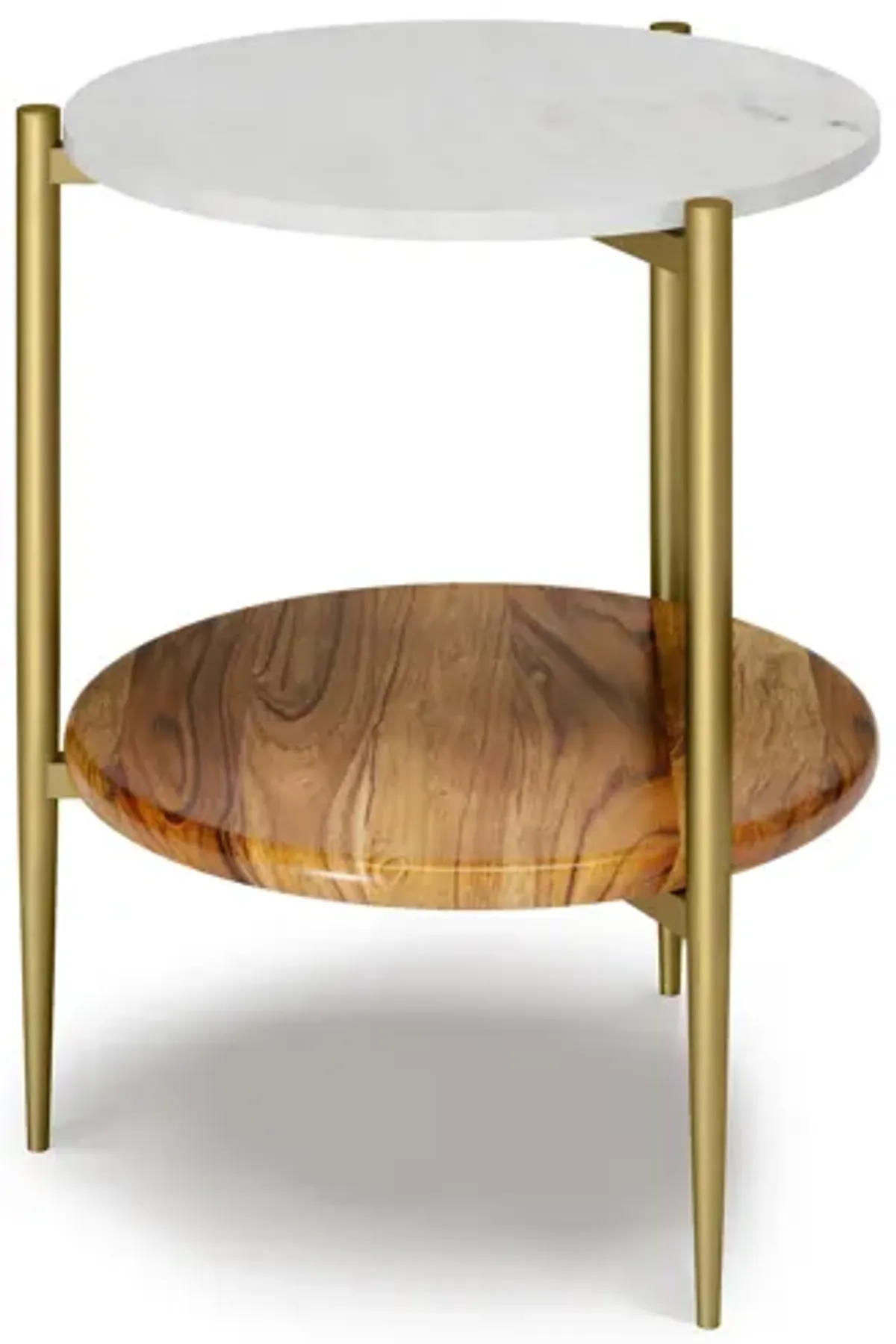 Wagner Round Marble & Wood Side Table