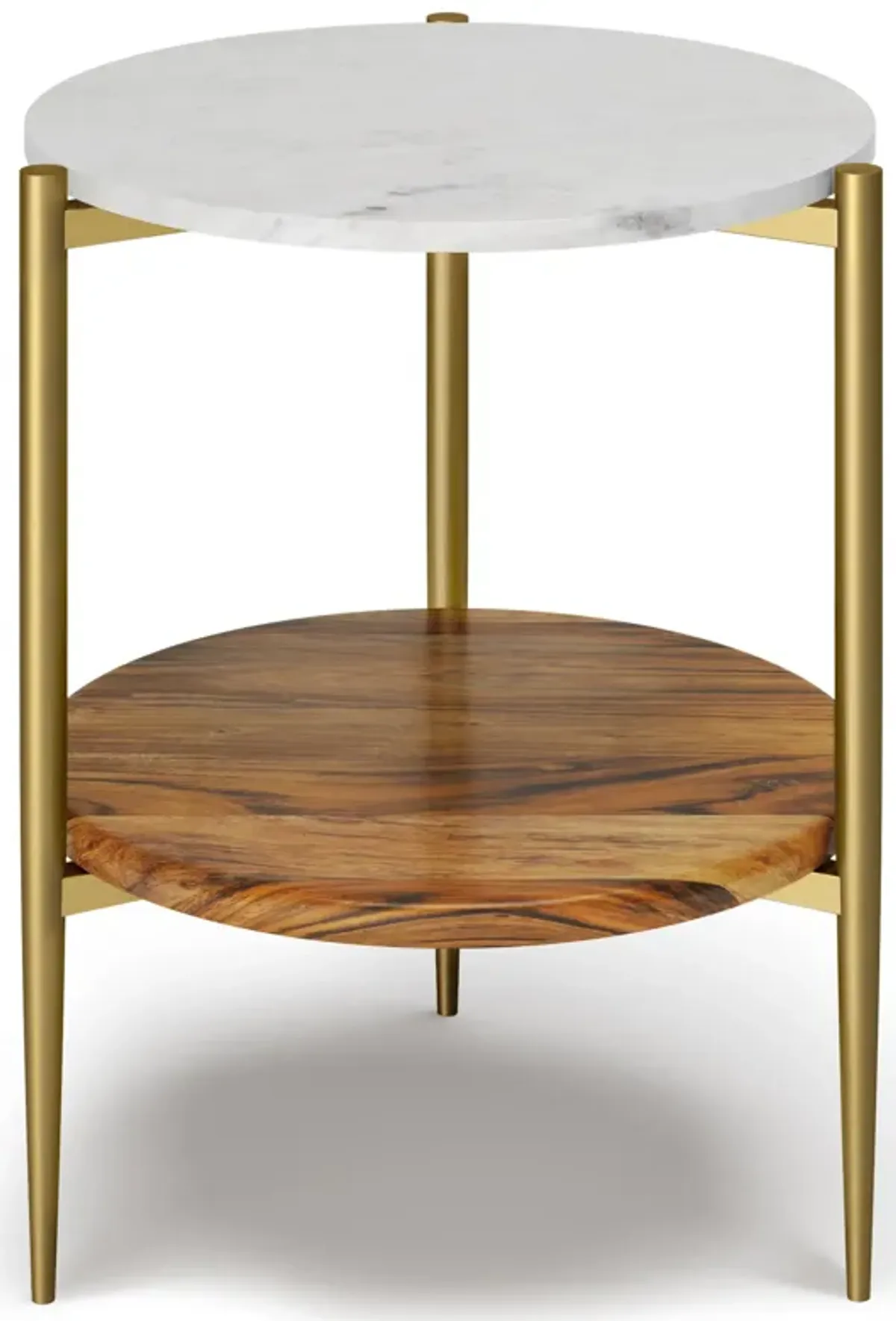 Wagner Round Marble & Wood Side Table