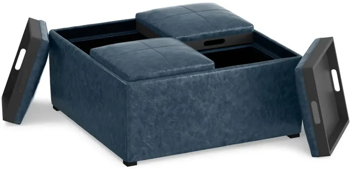 Avalon Table Ottoman in Distressed Vegan Leather