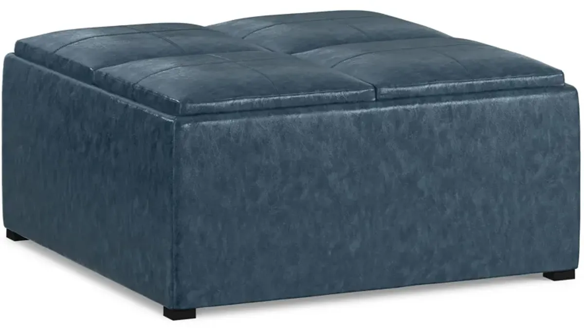 Avalon Table Ottoman in Distressed Vegan Leather