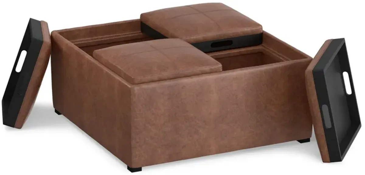 Avalon Table Ottoman in Distressed Vegan Leather
