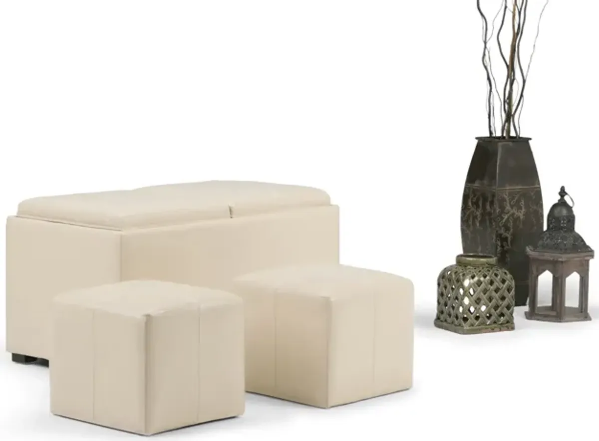 Avalon 5 Pc Storage Ottoman in Cream