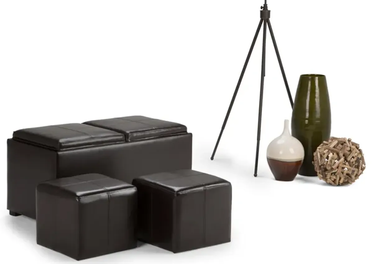 Avalon 5 Pc Storage Ottoman in Vegan Leather
