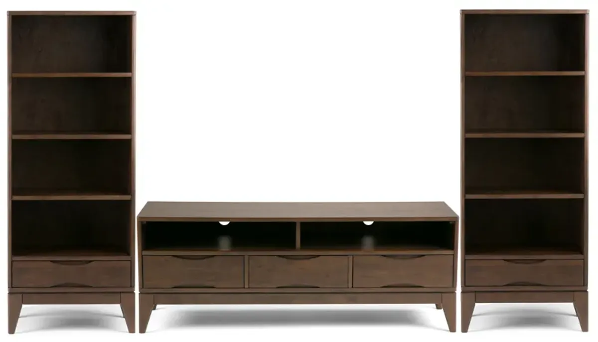 Harper 60 inch TV Stand with 24 inch Bookcases (Set of 3)