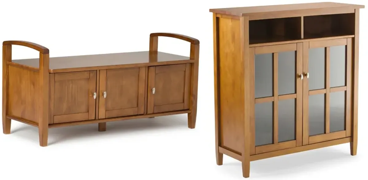 Warm Shaker 44-inch Storage Bench and 39-inch Cabinet