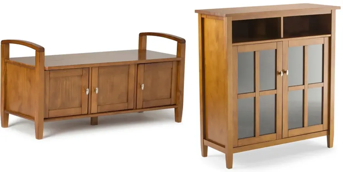 Warm Shaker 44-inch Storage Bench and 39-inch Cabinet