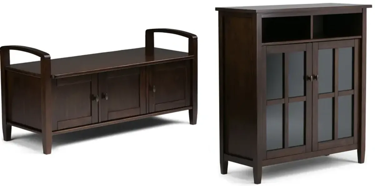 Warm Shaker 44-inch Storage Bench and 39-inch Cabinet