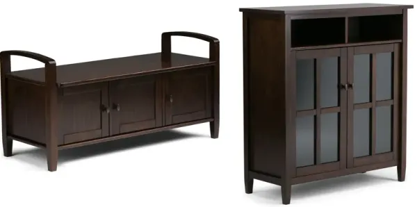 Warm Shaker 44-inch Storage Bench and 39-inch Cabinet