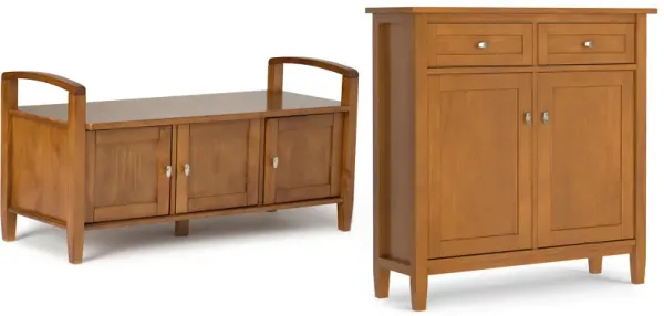 Warm Shaker 44-inch Storage Bench and 36-inch Cabinet