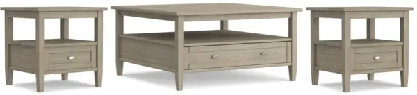 Warm Shaker 36 inch Coffee Table with 20 inch End Tables (Set of 3)
