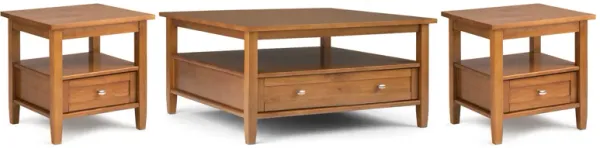 Warm Shaker 36 inch Coffee Table with 20 inch End Tables (Set of 3)