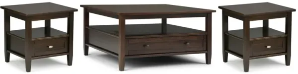 Warm Shaker 36 inch Coffee Table with 20 inch End Tables (Set of 3)